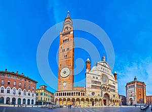 Panorama of Cremona Cathedral and Baptistery, Italy