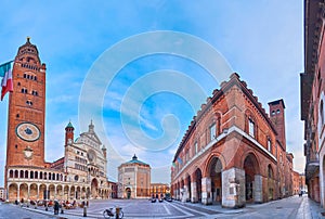 Historic Piazza del Comune panorama, Cremona, Italy photo