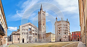 Panorama of Piazza Duomo in Parma