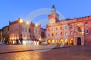 Panorama of Piazza Maggiore square, Bologna, Italy