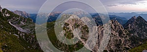 Panorama picture of Mangart pass, Julian Alps, Triglav national park, Slovenia, Europe