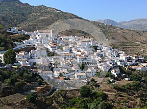 Panorama of picturesque white town Andalusia Spain