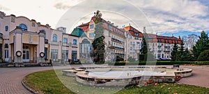 Panorama Piestany the Spa Island. Thermal springs with healing water