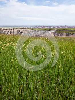 Panorama Point Overlook in Badland national park during summer. Badland landscape South Dakota