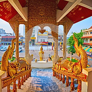 Panorama of the porch of Wat Buppharam, Chiang Mai, Thailand