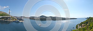 Panorama. Port of Dubrovnik, Croatian city. Access to the sea