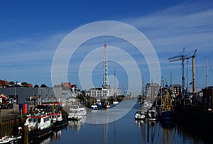 Panorama at the Port in the Town Cuxhaven, Lower Saxony