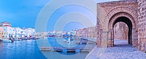 Panorama of the port on twilight, Bizerte, Tunisia