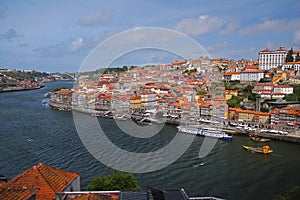 Panorama of Porto promenade on the Duoro river