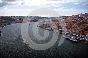 Panorama of Porto promenade on the Duoro river