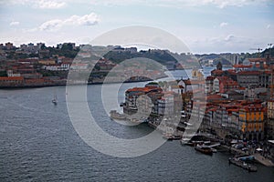 Panorama of Porto promenade on the Duoro river