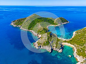 Panorama of Porto Timoni beach at Greek island Corfu