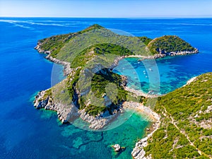 Panorama of Porto Timoni beach at Greek island Corfu