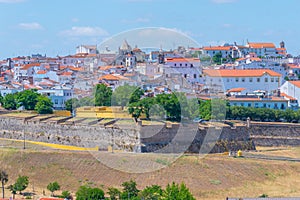 Panorama of Portuguese town Elvas from fort of Saint Luzia