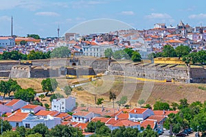 Panorama of Portuguese town Elvas from fort of Saint Luzia