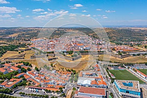 Panorama of Portuguese town Elvas from fort of Saint Luzia