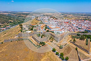 Panorama of Portuguese town Elvas from fort of Saint Luzia