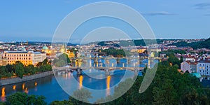 Panorama of Prague at night