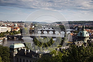 Panorama of a Prague's masterpiece bridge