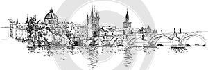 Panorama of Prague. View of Charles Bridge