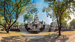 Panorama of Prasat Hin Phanom Wan Historical Park, Nakhon ratchasima, Thailand. Built from sandstone