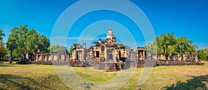 Panorama of Prasat Hin Phanom Wan Historical Park, Nakhon ratchasima, Thailand. Built from sandstone