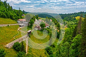 Panorama of Predjama village in Slovenia