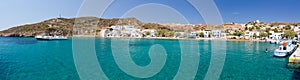 Panorama of Psathi harbor, Kimolos island, Greece