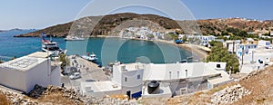 Panorama of Psathi harbor, Kimolos island, Greece photo