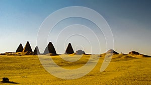 Panorama of Pyramids near Jebel Barkal Karima Napata Nubia, Sudan