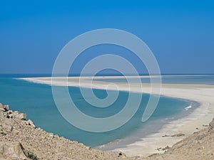 Panorama of Qalansiyah white sand beach, Soqotra island Yemen photo