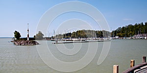 Panorama of a quay with boats