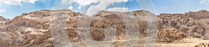 Panorama Qumran Scroll caves near Dead Sea, Israel