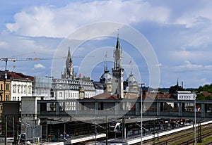 Panorama and Rail Way Station in the Town Konstanz, Baden - Wuerttemberg