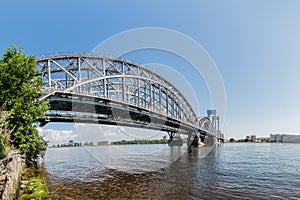 Panorama of the railway bridge over the Neva river, Saint Petersburg, Russia