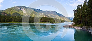 Panorama of the rapid river of Katun photo