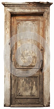 Panorama Realistic Old Damaged Door With Aged Frame