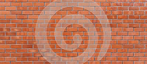 Panorama of red color brick wall for brickwork background design