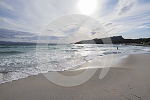 Panorama of the Rena di Ponente beach in Sardinia