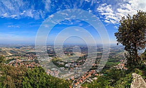 Panorama of Republic of San Marino and Italy from Monte Titano