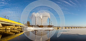 Panorama reservoir Reftinskaya power plant Russia, the Urals