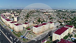 A panorama of a residential area of Tashkent shoot from a drone on the afternoon