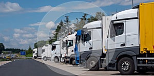 Panorama rest area on the highway with truck