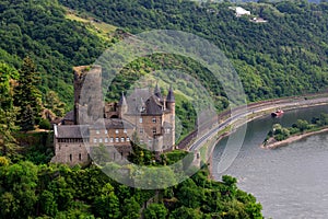 Panorama of the Rhine River Valley with Castle Katz