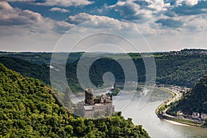 Panorama of the Rhine River Valley with Castle Katz