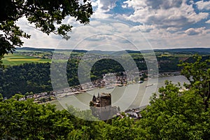 Panorama of the Rhine River Valley with Castle Katz
