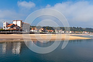 Panorama of Ribadesella village and Santa Marina beach, Asturias, Spain