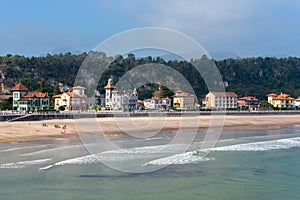 Panorama of Ribadesella village and Santa Marina beach, Asturias, Spain