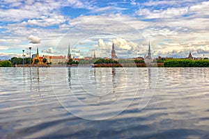 Panorama Riga on the bank of the river Daugava