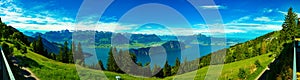 Panorama from Rigi with view of swiss alps. Holiday destination